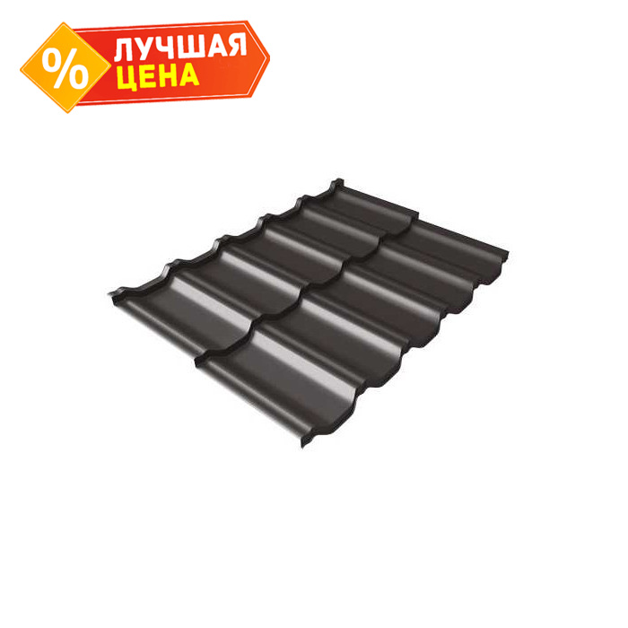 Металлочерепица Grand Line Kvinta Uno 0,45 Полиэстер RR 32 Темно-коричневый